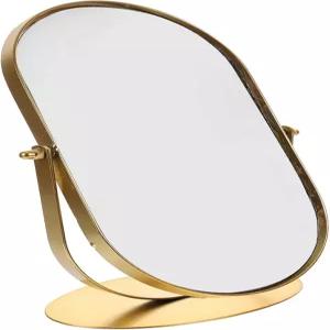 배스티브 빈티지 메탈 타원형 드레싱 미러와 안정적인 스탠드 단면 메이크업 베니티 테이블 침실 욕실 경량