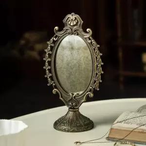 니키 홈 빈티지 바로크 테이블 상판 배니티 미러 침실 탈의실 거실 장식 프레임이 있는 앤티크 브론즈