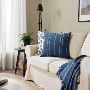 [이케아] 크루트브렌나레 쿠션커버 블루 오프화이트스트라이프 50x50cm