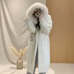 [신세계라이브쇼핑][옷자락] 여성 오버사이즈 케이블 니트 후드 롱 가디건