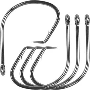 원형 갈고리 메기 120개 오프셋 고탄소 강철 문어 낚시 블랙 니켈 가시 물고기 민물고기 바닷물 크기 6