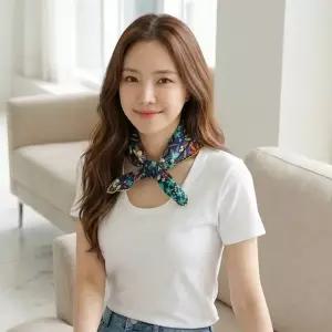 [애슬릿] 대형 손수건 아사 면 100 단체 답례품 쁘띠 스카프 팝 플라워 패턴 등산 가제 국내 생산