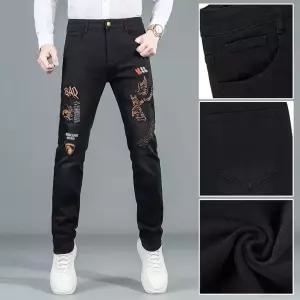 후니오 팬츠 검정 청바지 남자슬림청바지 스키니진 자수 스판 와펜 UNO1
