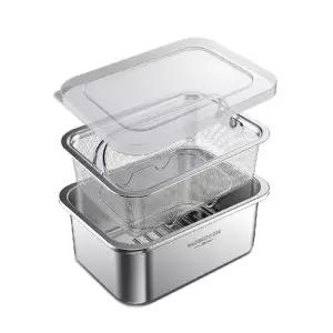 [바겐슈타이거] 무연마제 스텐304 두부 보관용기 대 채반 드렌인 박스