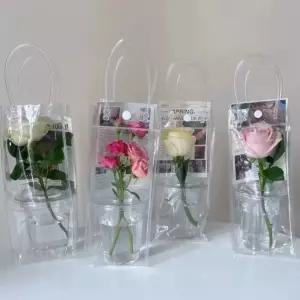 미니멀 다용도 PVC 쇼핑백(10x25)10개플라워 선물 가방 손잡이 답례품 투명 포장 간식포장