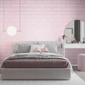 셀프 인테리어 폼블럭 10mm 2.5m 핑크 단열벽지 접착식 시트지난방 포인트도배지 붙이는재 교체 결로 붙이