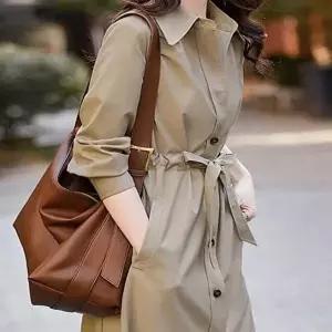 여성 롱 셔츠형 트렌치코트 간절기 트렌치자켓 롱코트 (HSJ-WD9A630)