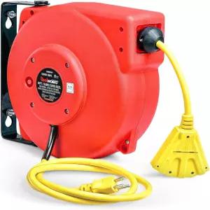 릴웍스 접이식 연장 코드 폴로필렌 12AWG x 40피트 풋 산업용 3C SJT 케이블 트리플 탭 커넥터 15A 125VAC