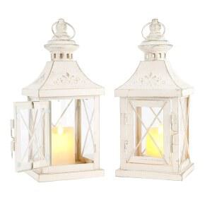 트리락스 장식용 양초 랜턴 2종 세트 11인치 하이메탈 캔들 홀더 걸이 홈 데코 할로윈 거실 파티 이벤트 테이블탑 야외(금색 브러시 포함)