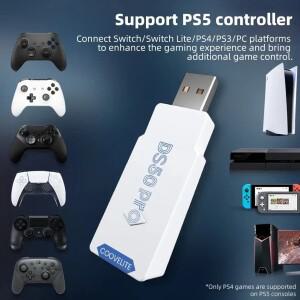 [호환품]DS50 Pro 게임 패드 변환기 PS5 PS4 PS3 Xbox Bluetooth 컨트롤러 용 USB 수신기 스위치 라이트 무
