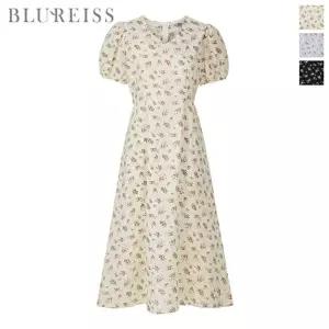 [블루레이스] 플로럴 V넥 볼륨 소매 롱원피스_B6M1OP3201