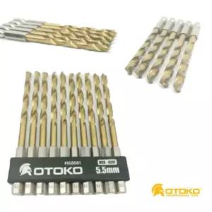 드릴기리 철 PVC 티타늄 코팅 HSS 4241 임팩드릴비트 5.5mm 10pcs+1전동드릴세트 드라이버 철판 기리 팩드