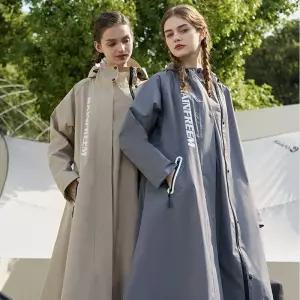 방수 레인코트 롱 라이딩 회색 하이킹 커플 바람막이 비옷 긴