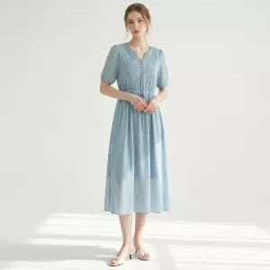 [인베스트] 레이스 배색 스트링 쉬폰 원피스_IN6M1OP3621