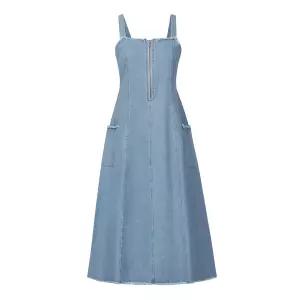 [인베스트] 내추럴 컷 슬리브리스 데님 원피스_IN6M1OP3561