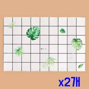 TBZ 주방 오염방지 시트지 2p세트(90x60cm) (나뭇잎) x2개