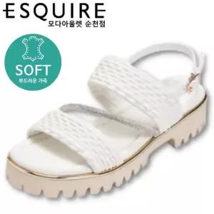 [에스콰이아]가죽이 부드러워 착화감 좋고 발편한 여성 링클 포인트 투밴드 샌들 EQEM