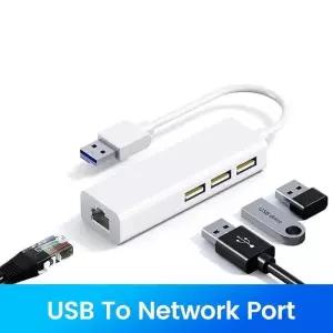 C타입랜선 LAN 젠더 USB C 허브 100Mbps 3포트 20 타입 to Rj45 랜 이더넷 어댑터 PC 노트북 태블릿