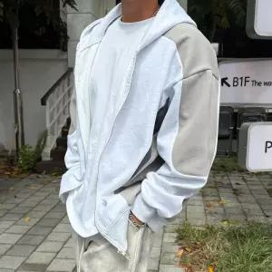 [옷자락]커플 가을 오버사이즈 배색 후드집업