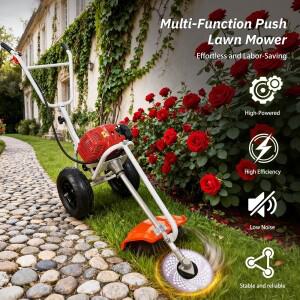 가스 구동 잔디 트리머 헤비듀티 휴대용 절단기 휘발유 바퀴형 깎는 기계 푸시형 토지 정리 제초기