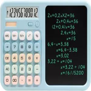 노트패드가 있는 계산기 데스크톱 필기 태블릿 학생용 과학 12자리 대형 버튼 사무실 태양열 및 배터리