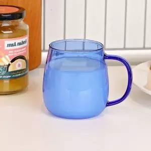 내열유리 항아리 머그컵 400ml 블루 2P 홈카페 유리컵 유리잔 물컵