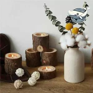 자연소재 멀티 티라이트 캔들홀더 우드 인테리어 나무홀더