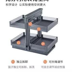 싱크대 코너 선반 코너선반 냄비 하부장 양념장 (좌우) 레일 랙 씽크대 유리