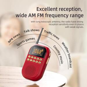 [미니 라디오 프로] USB/SD 듀얼 카드 디코딩 | HD 음질 휴대용 호환 야외 오디오 원클릭 검색 스테이션