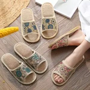 인기상품 플라워 거실화 호텔 린넨 실내 슬리퍼 홈 [WFK695B_260405]