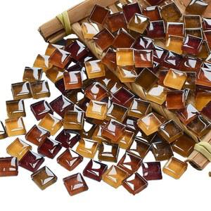 모자이크 타일 225개 / 가정 장식용 크리스탈 유리 200g 팩, DIY 공예품, 접시, 액자, 화분 1x1cm 정사각형 (커피)