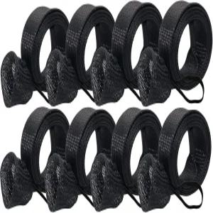 Facune 8팩 낚싯대 양말 소매 주조/방적/플라이/바다 67인치 땋은 메쉬 막대 보호 커버 블랙