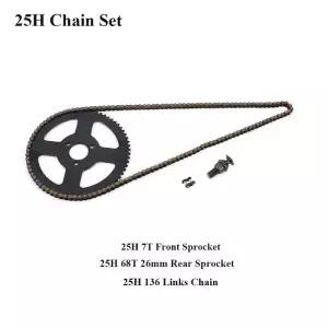 25H 7T 프론트 스프로킷 및 68T 26mm 리어 136 링크 체인 49cc 미니 포켓 바이크 2 스트로크 모토 ATV 쿼드