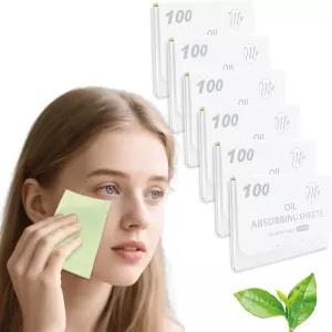 대나무 오일 블로팅 시트 600 카운트 - 지성 피부를 위한 메이크업 친화적이고 휴대용 페이셜 페이퍼 천연