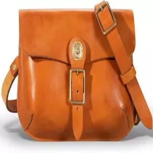 여성용 언다이어트 순정 가죽 크로스 바디백 식물성 태닝 조절 가능한 스트랩 황동