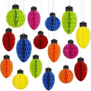 16개 크리스마스 파티 장식 벌집 걸이 - 나무 테이블 중앙 조각 홀리데이 교실 용품을 위한 종이 공 조명