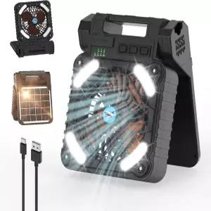 LED 랜턴이 장착된 스마일 샤크 캠핑 팬 4단 강력한 바람과 3 타이머가 90 접이식 무선 휴대용 텐트 낚시