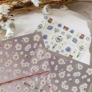 네일아트 데이지등 화사한 봄꽃 도톰 엠보 스티커 4종