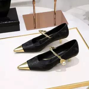 샤오원샵 여친 메탈 굽 플랫 펌프스 에스닉한 스틸레토 진주 배색 키작녀 237-23 꾹5