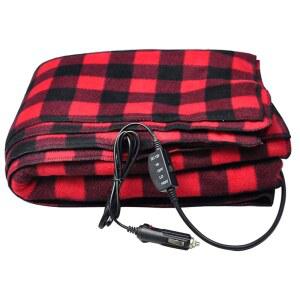 TOHMR 전기 담요 - 겨울 추운 날씨에 자동차 여행 및 캠핑을 위한 12V 전기차 난방 플리스 (블랙/레드)