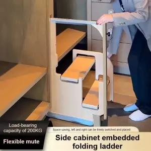 사다리 주방 공간 숨김형 접이식 스툴 부스터 2-3단 좌우 겸용 슬림 수납 내장형