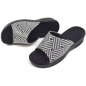 [하프클럽/]체크슬리퍼 굽높은 통굽 사무 실내화 여성샌들 웨지힐