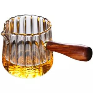 에스프레소잔 유리컵 카페 손잡이 우드 우드손잡이 핸들 커피샷잔 300ml