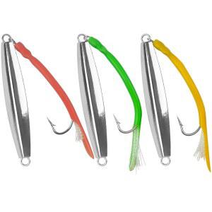 다이아몬드 지그 소금물 낚시 미끼, 튜브 테일 스트라이프 베이스 금속 스푼 포함 2팩 캐스팅 심해 해양 서핑 1oz-4oz