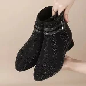 슬송렉샵 여자 키작녀 앵클부츠 스틸레토 굽 리얼 워커힐 면화 기모 가죽 큐빅워커 꾹5