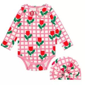 [롯데백화점]베베드피노 올 오버 튤립 체크 베이비 터번 바디수트 세트-BP41ST268