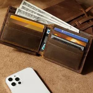 천진반 남성용 빈티지 데일리룩 장지갑 레트로 핸드메이드 지갑 소품 선물 숏스트랩 머니클립 리얼 가죽 멀