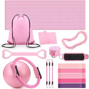 여성 필라테스 링 및 볼 발목 저항성 밴드 요가 스트랩 양말 매트 팔 스트레칭 라텍스 튜브 짐 백백 운동