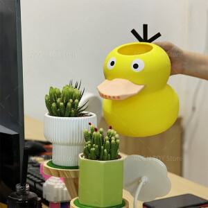 물꽃을 위한 3D 인쇄 물뿌리개 귀여운 오리 동물 모델링 23x15x19cm
