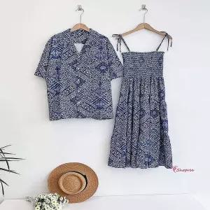 커플 여름 바캉스룩 시밀러룩 휴양지 신혼여행 해변룩wxy034